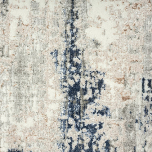 8' Gray And Blue Abstract Distressed Runner Rug