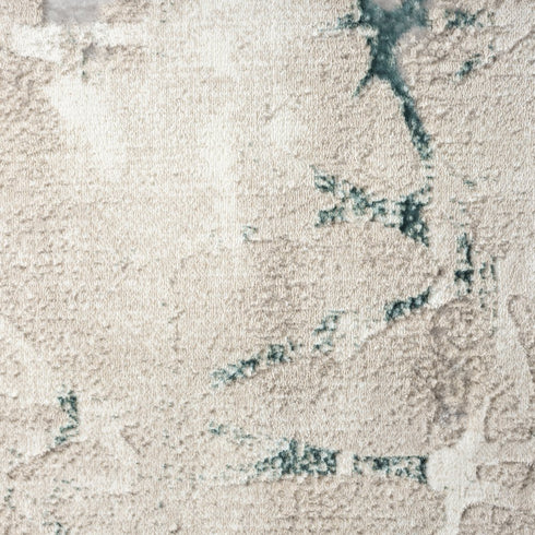 7' Beige And Blue Abstract Distressed Runner Rug
