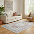 5' X 8' Blue And Orange Medallion Distressed Area Rug