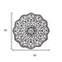 6' Blue And Ivory Wool Medallion Hand Tufted Round Rug