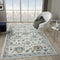 9' Blue And Beige Floral Runner Rug