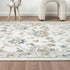 9' Blue And Beige Floral Runner Rug