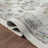 9' Blue And Beige Floral Runner Rug