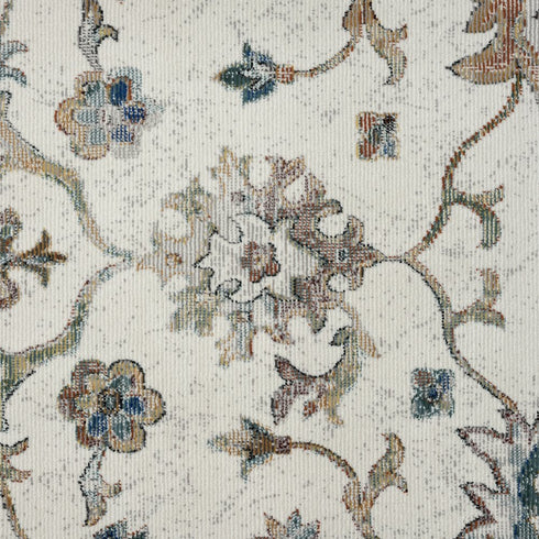 9' Blue And Beige Floral Runner Rug