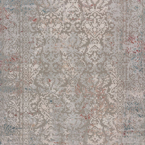 5' X 8' Gray And Red Medallion Distressed Area Rug