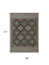 8' X 10' Black And Beige Geometric Area Rug