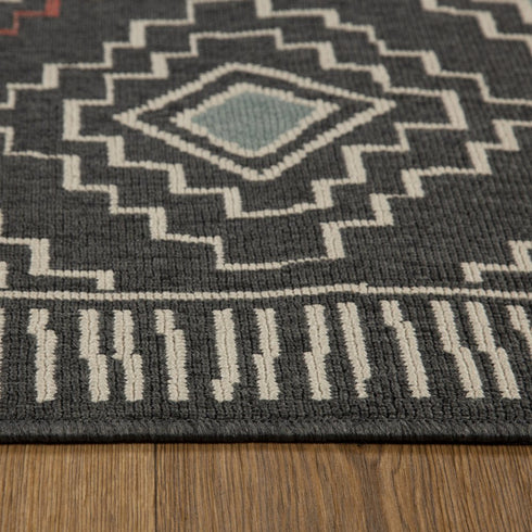 8' X 10' Black And Beige Geometric Area Rug