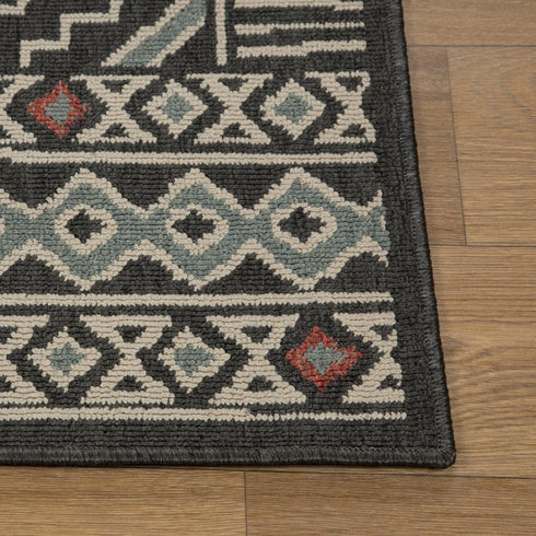 8' X 10' Black And Beige Geometric Area Rug