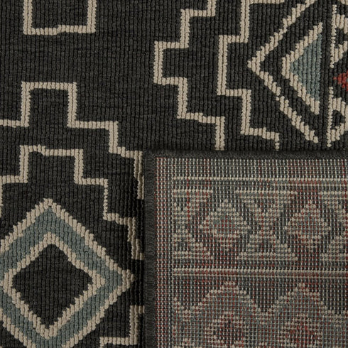 8' X 10' Black And Beige Geometric Area Rug