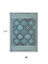 8' X 10' Blue And Ivory Geometric Area Rug