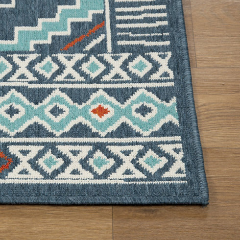 8' X 10' Blue And Ivory Geometric Area Rug