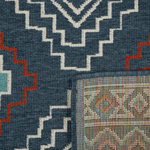 8' X 10' Blue And Ivory Geometric Area Rug