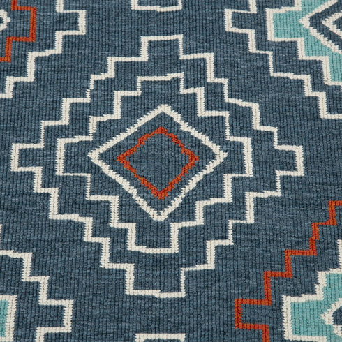 8' X 10' Blue And Ivory Geometric Area Rug