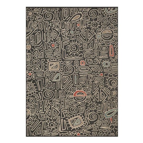 8' X 10' Black And Beige Abstract Area Rug