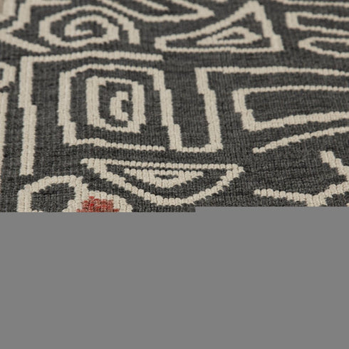 8' X 10' Black And Beige Abstract Area Rug