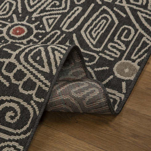 8' X 10' Black And Beige Abstract Area Rug