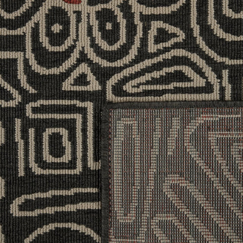 8' X 10' Black And Beige Abstract Area Rug