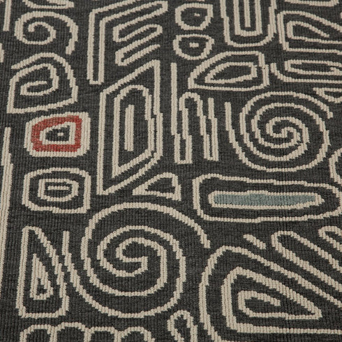 8' X 10' Black And Beige Abstract Area Rug