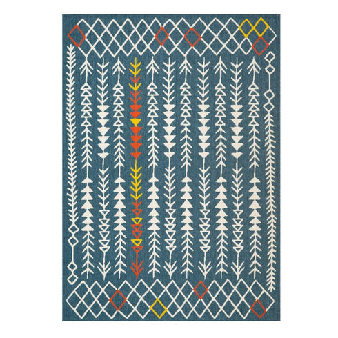 8' X 10' Blue And Ivory Geometric Area Rug
