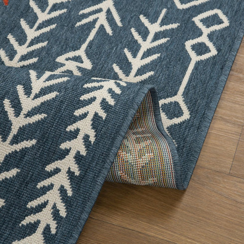 8' X 10' Blue And Ivory Geometric Area Rug