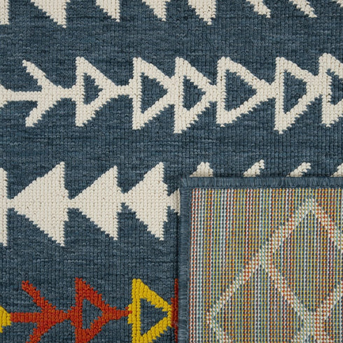 8' X 10' Blue And Ivory Geometric Area Rug