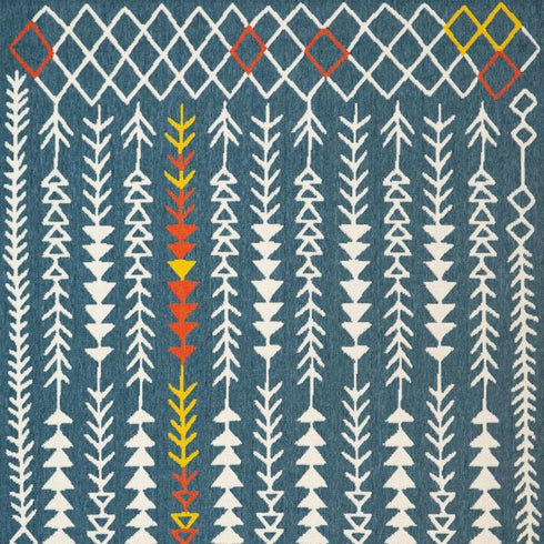 8' X 10' Blue And Ivory Geometric Area Rug