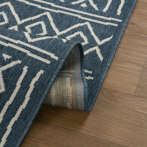 8' X 10' Blue And Ivory Geometric Area Rug