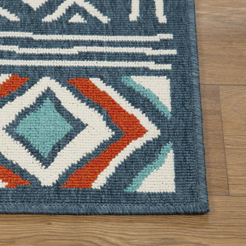 8' X 10' Blue And Ivory Geometric Area Rug