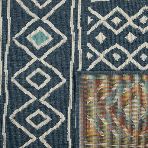 8' X 10' Blue And Ivory Geometric Area Rug