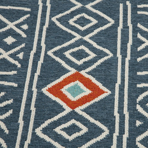 8' X 10' Blue And Ivory Geometric Area Rug