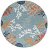 8' Aqua And Beige Coral Round Rug