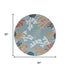8' Aqua And Beige Coral Round Rug