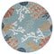 8' Aqua And Beige Coral Round Rug