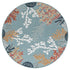 8' Aqua And Beige Coral Round Rug