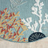 8' Aqua And Beige Coral Round Rug
