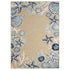 8' X 10' Beige And Blue Coral Area Rug