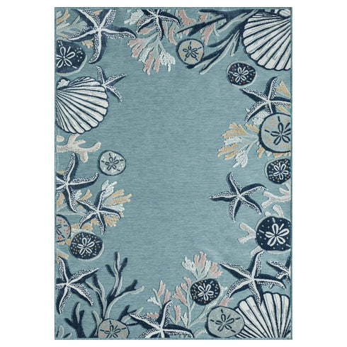 8' X 9' Aqua And Blue Coral Area Rug