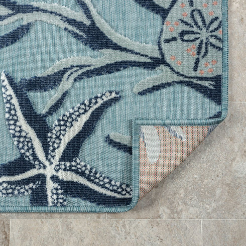 8' X 9' Aqua And Blue Coral Area Rug