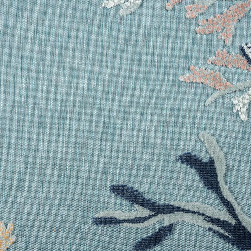 8' X 9' Aqua And Blue Coral Area Rug