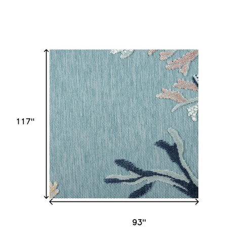 8' X 9' Aqua And Blue Coral Area Rug
