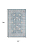 5' X 8' Blue And Sky Blue Floral Distressed Area Rug