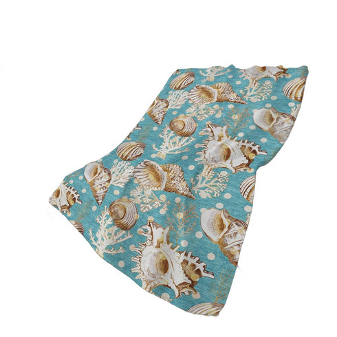 50" X 70" Aqua Brown And Ivory Animal Print Polyester Woven Plush Throw Blanket
