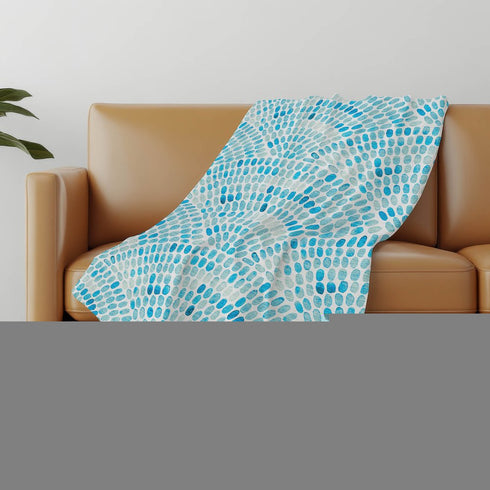 50" X 70" Aqua And Ivory Abstract Microfiber Plush Throw Blanket
