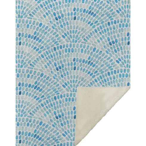 50" X 70" Aqua And Ivory Abstract Microfiber Plush Throw Blanket