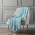 50" X 70" Aqua And Ivory Abstract Microfiber Plush Throw Blanket