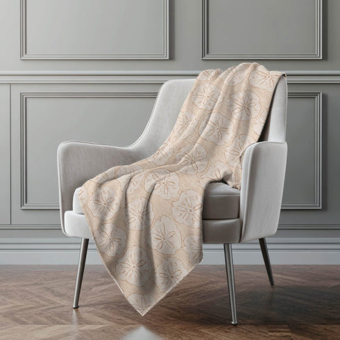 50" X 70" Beige Sand Dollar Microfiber Plush Throw Blanket