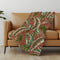 50" X 70" Rust Green And Beige Leaves Microfiber Plush Throw Blanket
