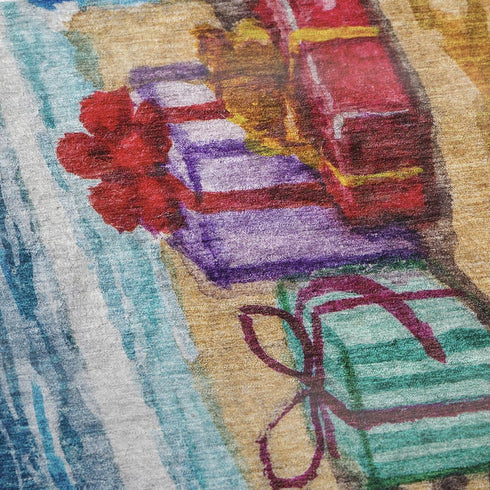 50" X 70" Blue Red And Green Geometric Microfiber Plush Throw Blanket