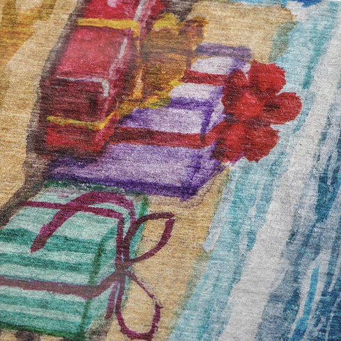 50" X 70" Blue Red And Green Geometric Microfiber Plush Throw Blanket