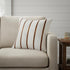 20" Ivory And Brown Striped Faux Leather Throw Pillow Cover